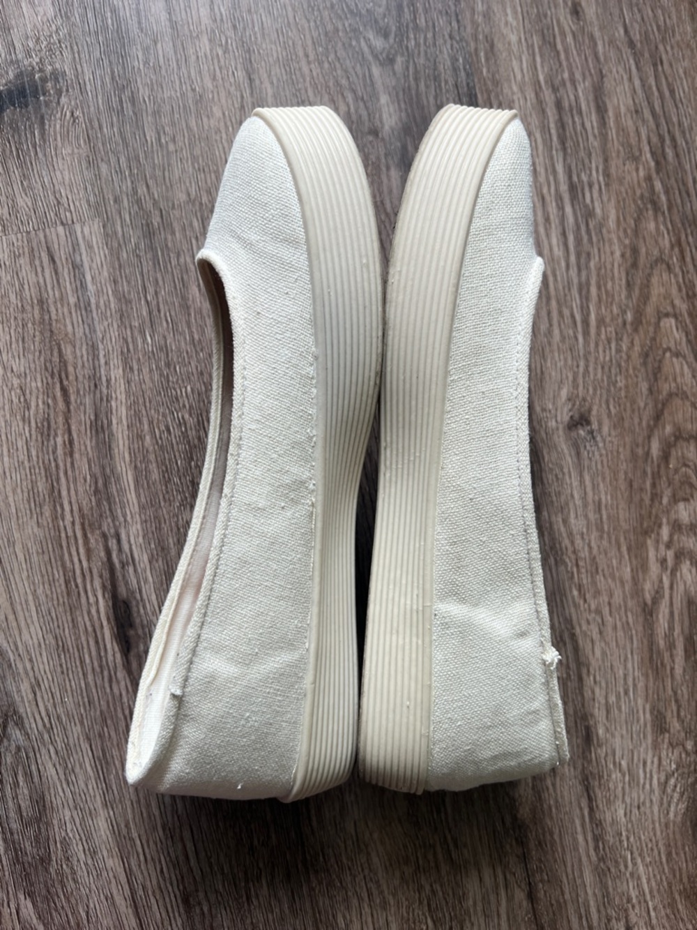 Rocket Dog Cream Canvas Ballet Flats with Rainbow Stripe Insole - Picture 3 of 5